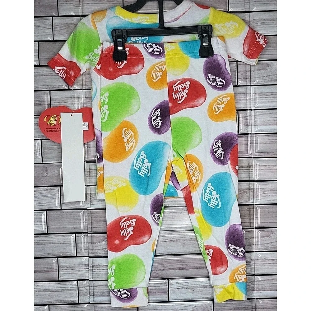 Jelly Belly Jellybean Pajama Set Size 4T Easter Pajamas Short Sleeve Shirt Pants